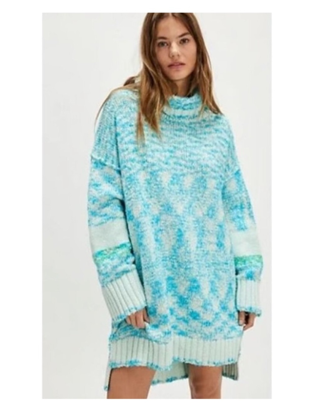 Free people blue and white sweater dress size M/L